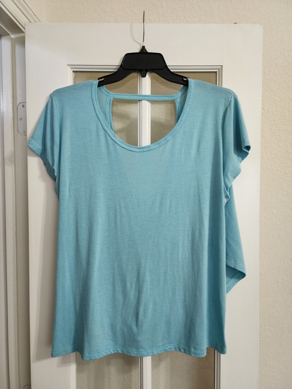 Champion XXL Aqua Blue Open Back Yoga Athleisure Workout Top